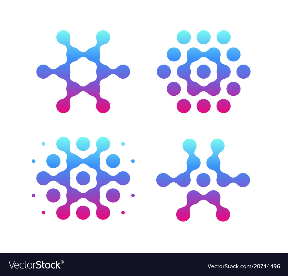 Digital snowflakes icons molecular science logo vector image Digital snowflakes icons molecular science logo