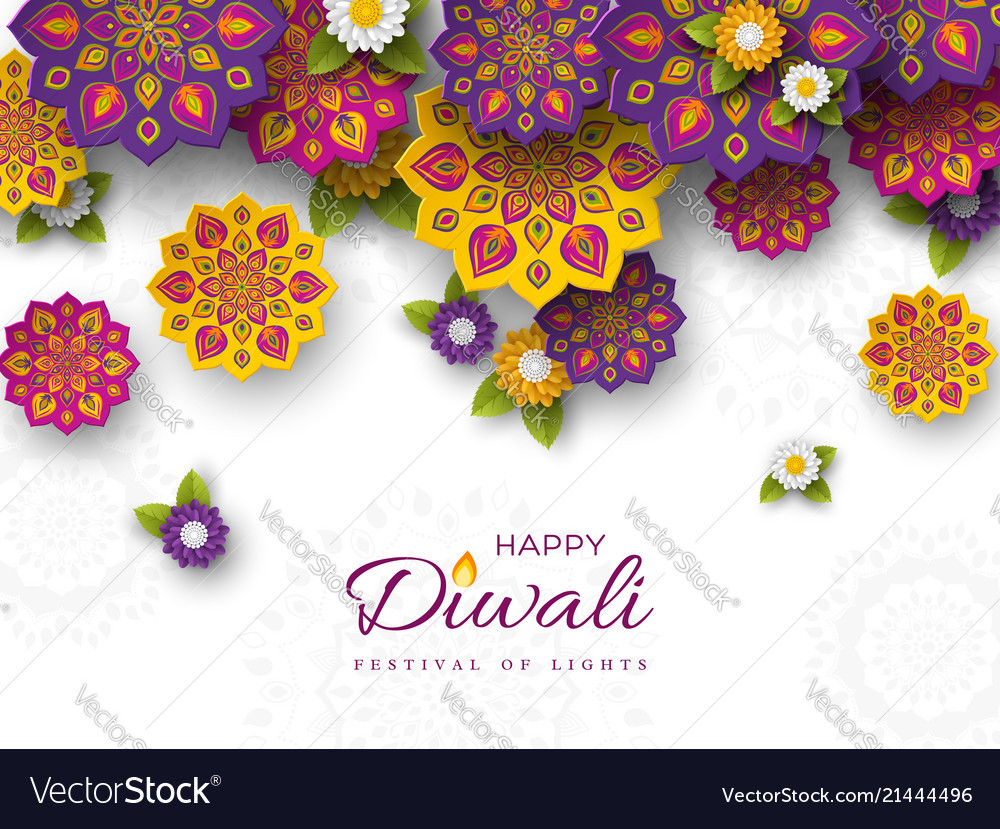 Diwali festival holiday design with paper cut Vector Image