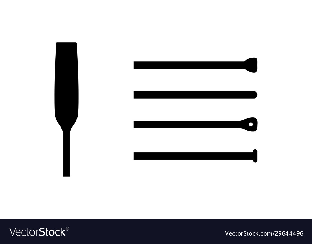 Isolated element wooden oar or paddle