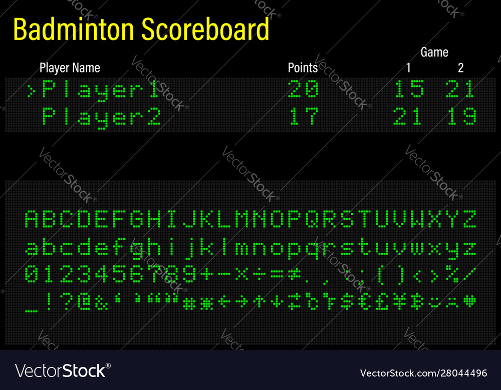 Led digital font letters numbers and symbols