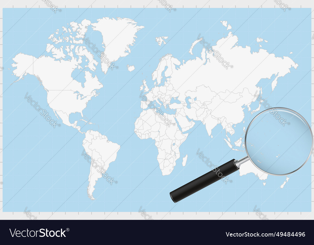 Magnifying glass showing a map of tuvalu