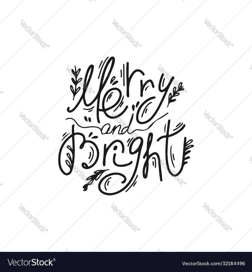 Merry and bright typography design advertising