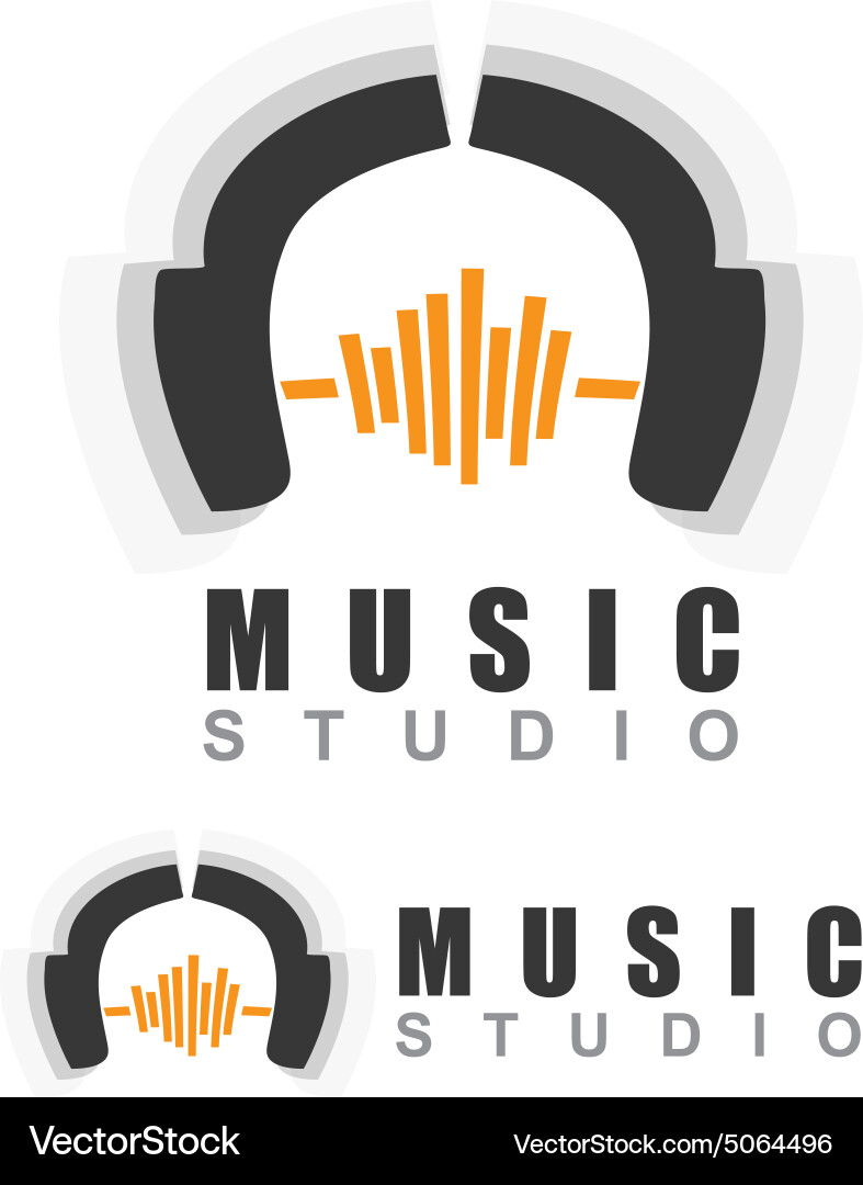 Music headphones logo Royalty Free Vector Image