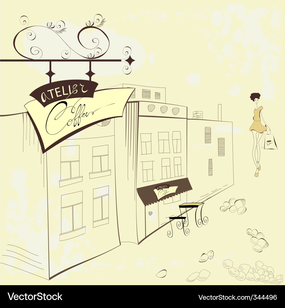 Street Cafe Royalty Free Vector Image Vectorstock