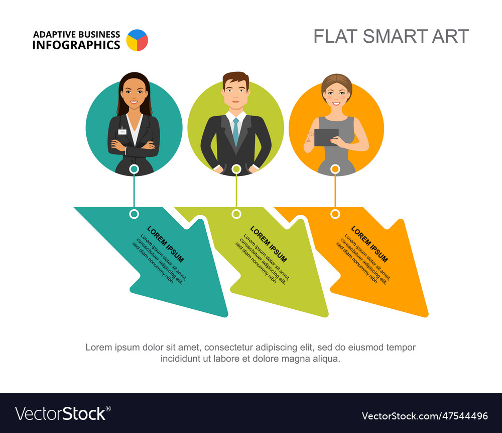 Three arrows work process chart template Vector Image