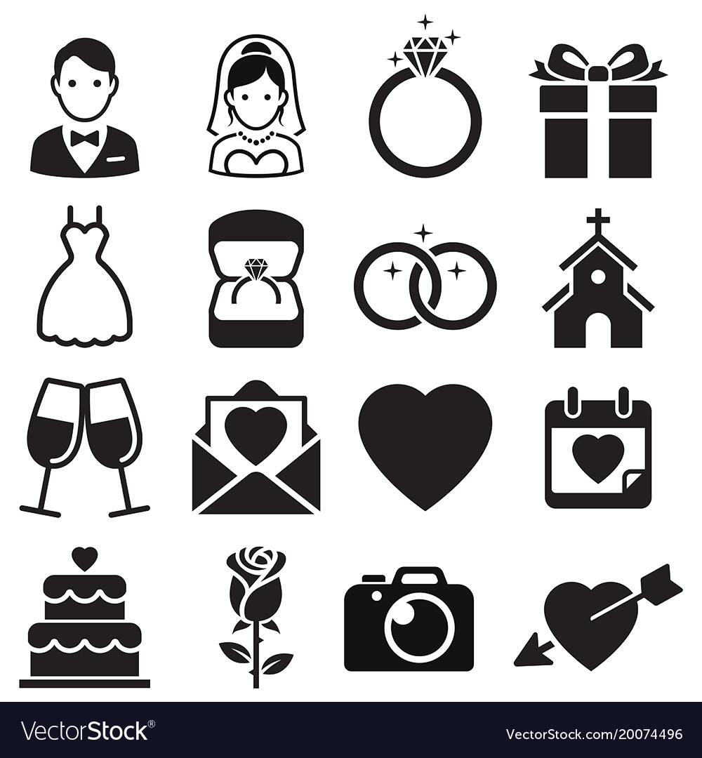 Wedding Icons Royalty Free Vector Image Vectorstock