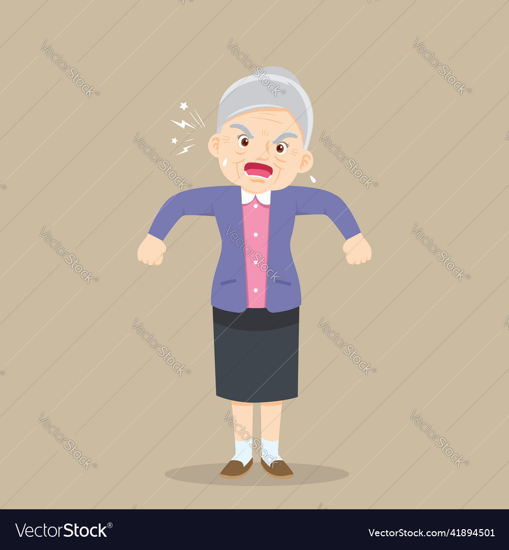 Angry elderly woman scolding