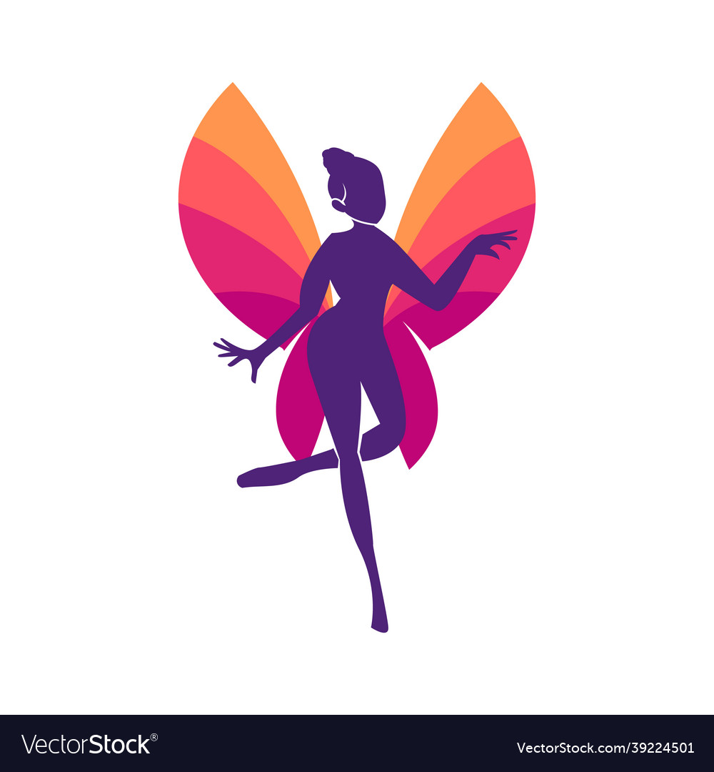 Cute little fairy logo design Royalty Free Vector Image