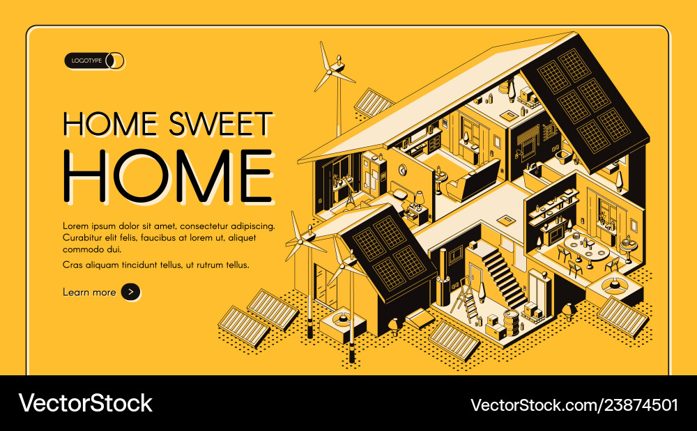 Energy Self Sufficient House Web Banner Royalty Free Vector