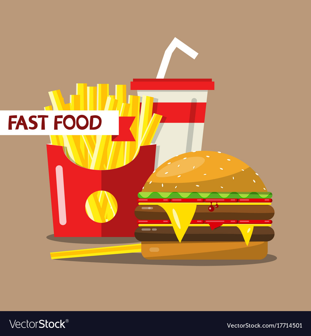 Fast food flache Design Mahlzeit französische Fries Hamburger