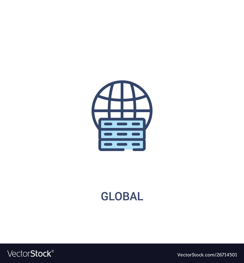 Global concept 2 colored icon simple line element vector image Global concept 2 colored icon simple line element