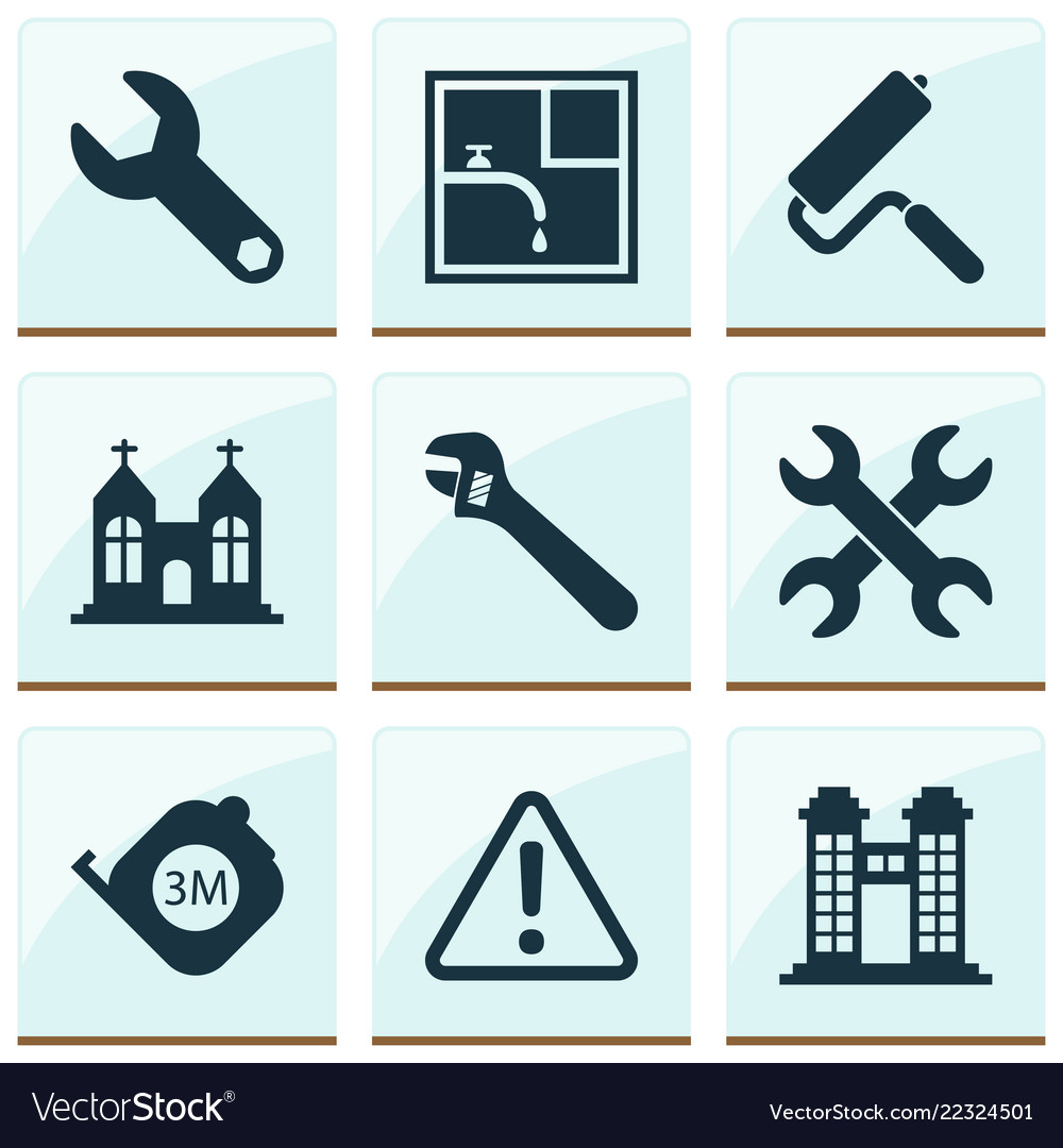 Industrial icons set with towers of keys