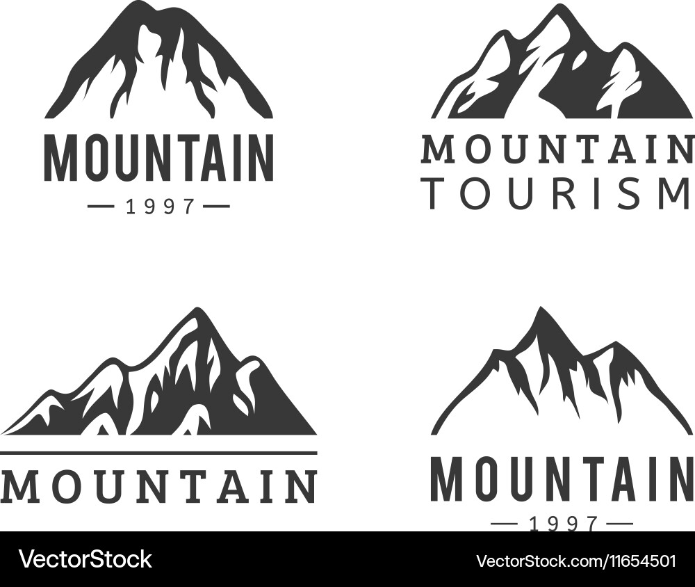Mountain icons set Royalty Free Vector Image - VectorStock