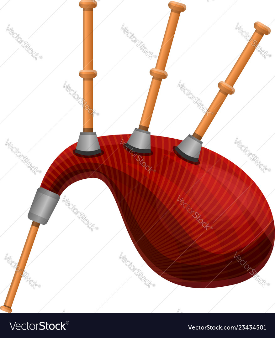 Red bagpipes icon cartoon style Royalty Free Vector Image