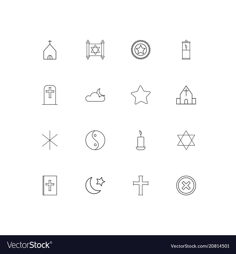 Religion linear thin icons set outlined simple