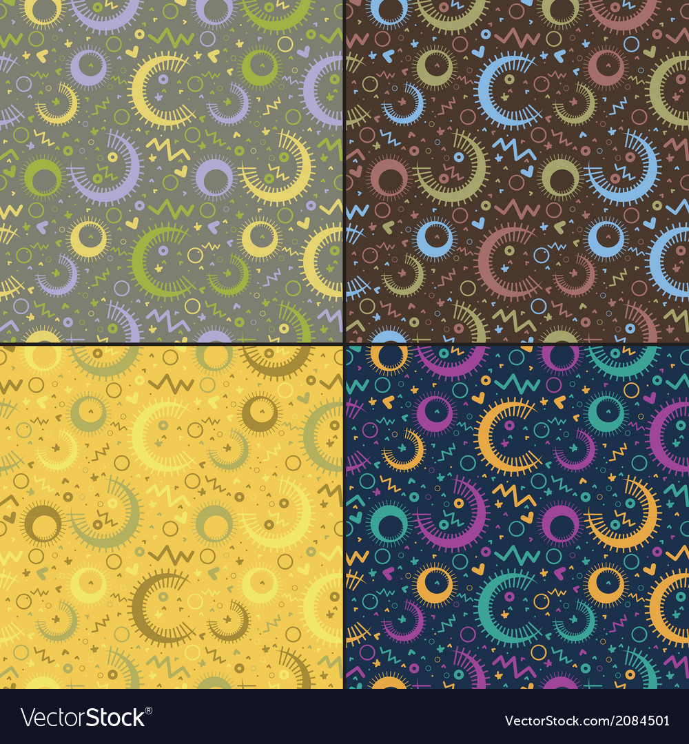 Set of four decorative seamless pattern