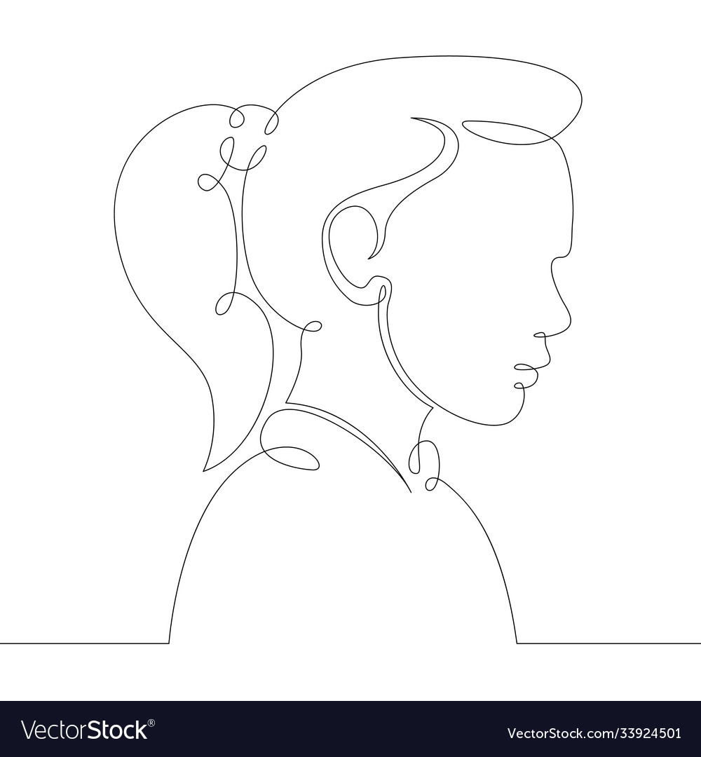 Young woman girl portrait profile head bust