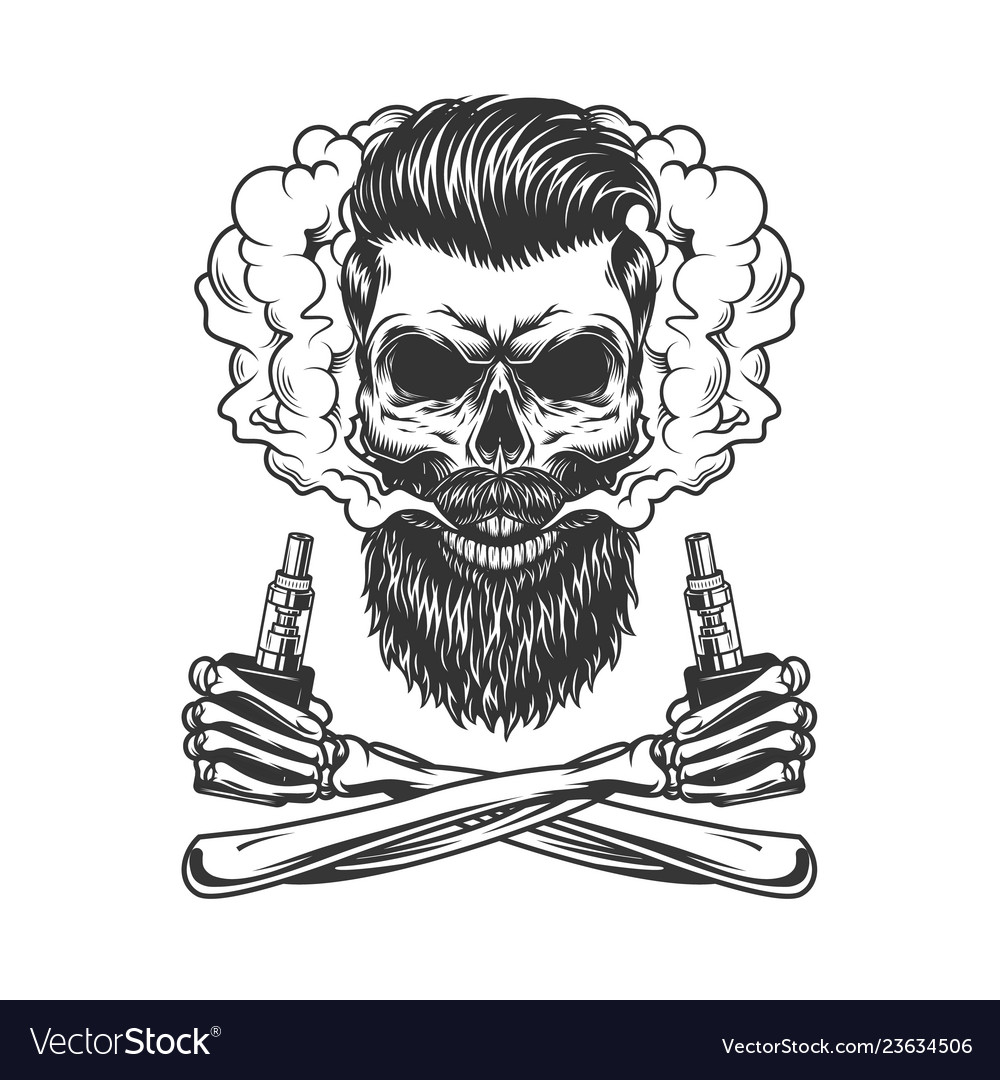 Bearded and mustached hipster skull Royalty Free Vector