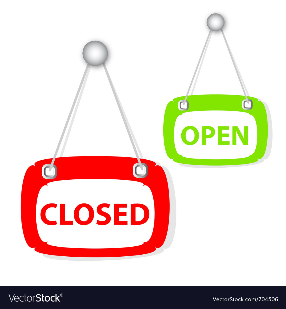 Closed open signboard Royalty Free Vector Image