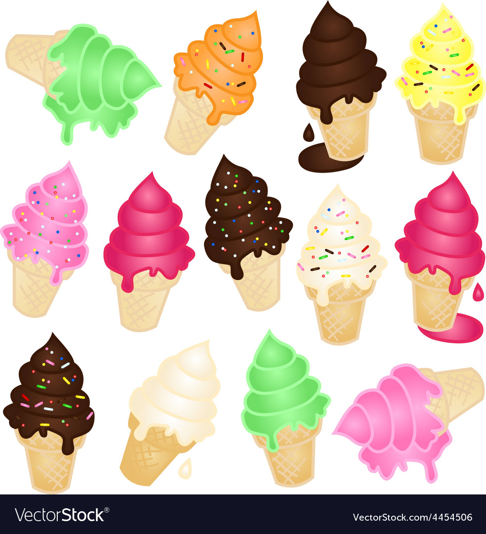 Collection of ice cream cones Royalty Free Vector Image