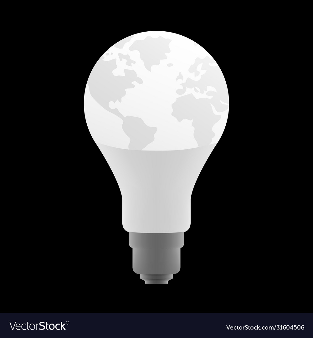 Global Map In A Light Bulb Royalty Free Vector Image