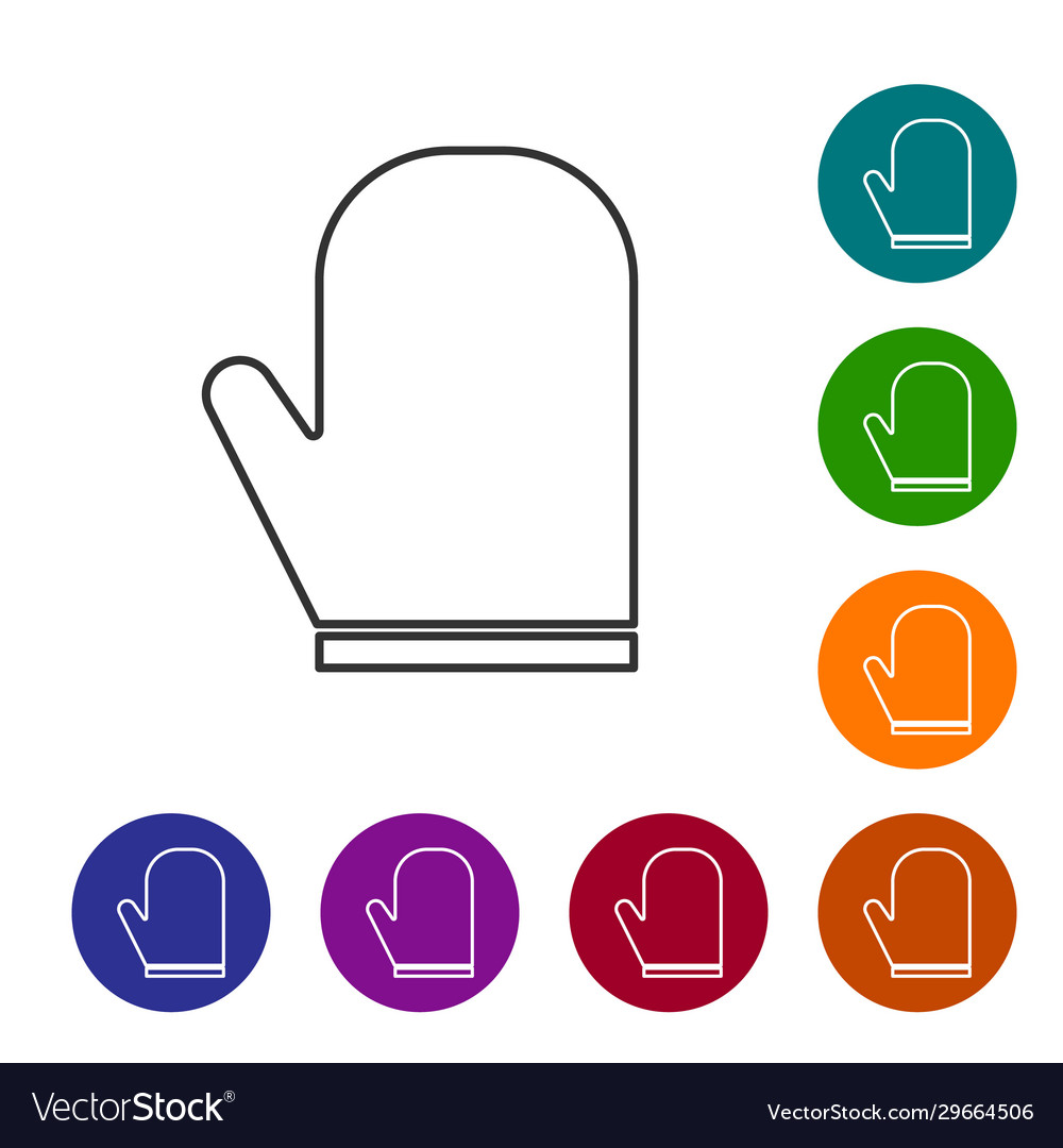 Grey line oven glove icon isolated on white vector image Grey line oven glove icon isolated on white