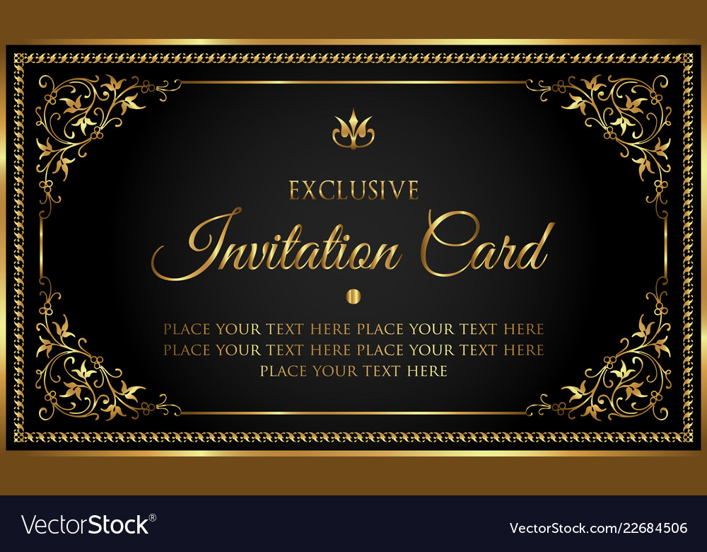 Invitation card in luxury black and gold style Vector Image
