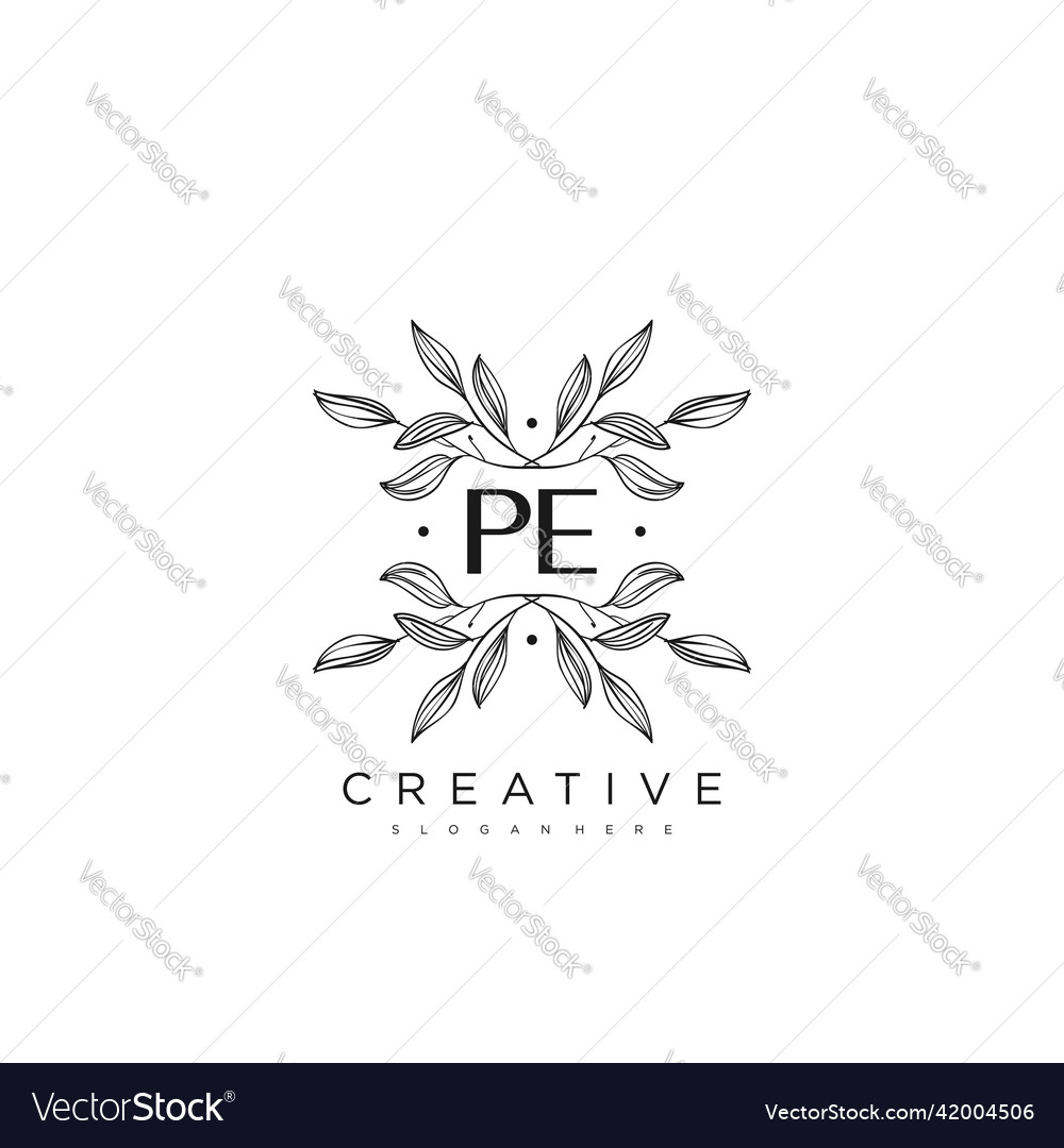 Pe initial letter flower logo template premium art