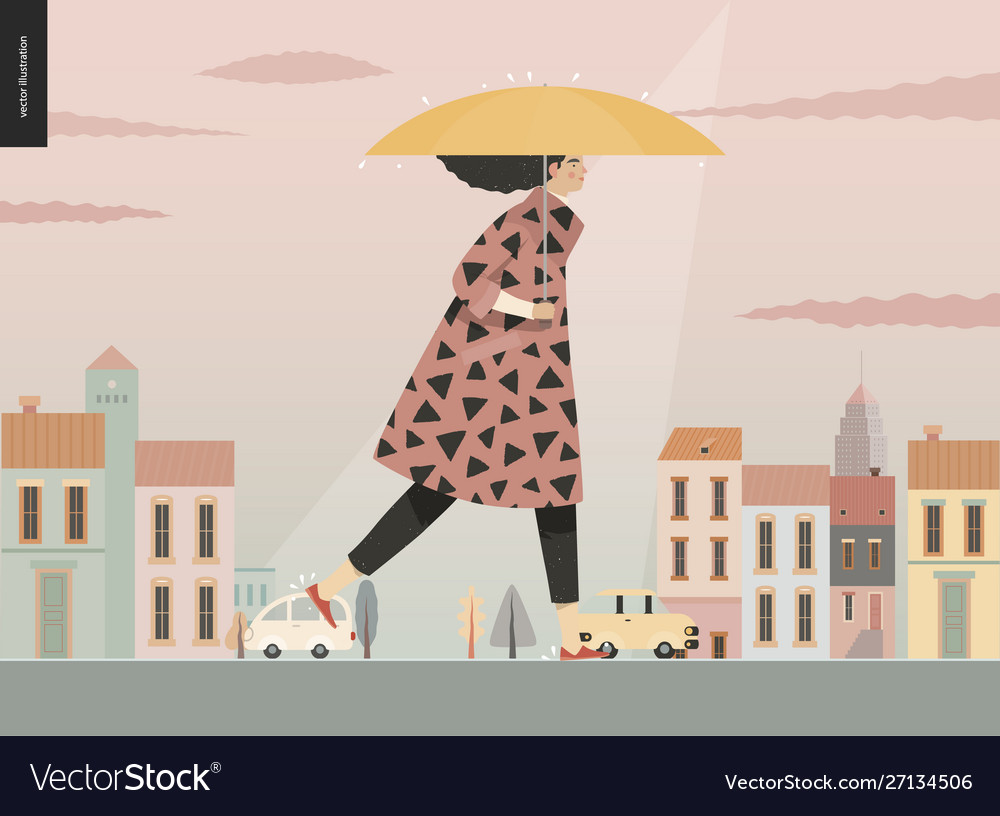 Rain - walking girl