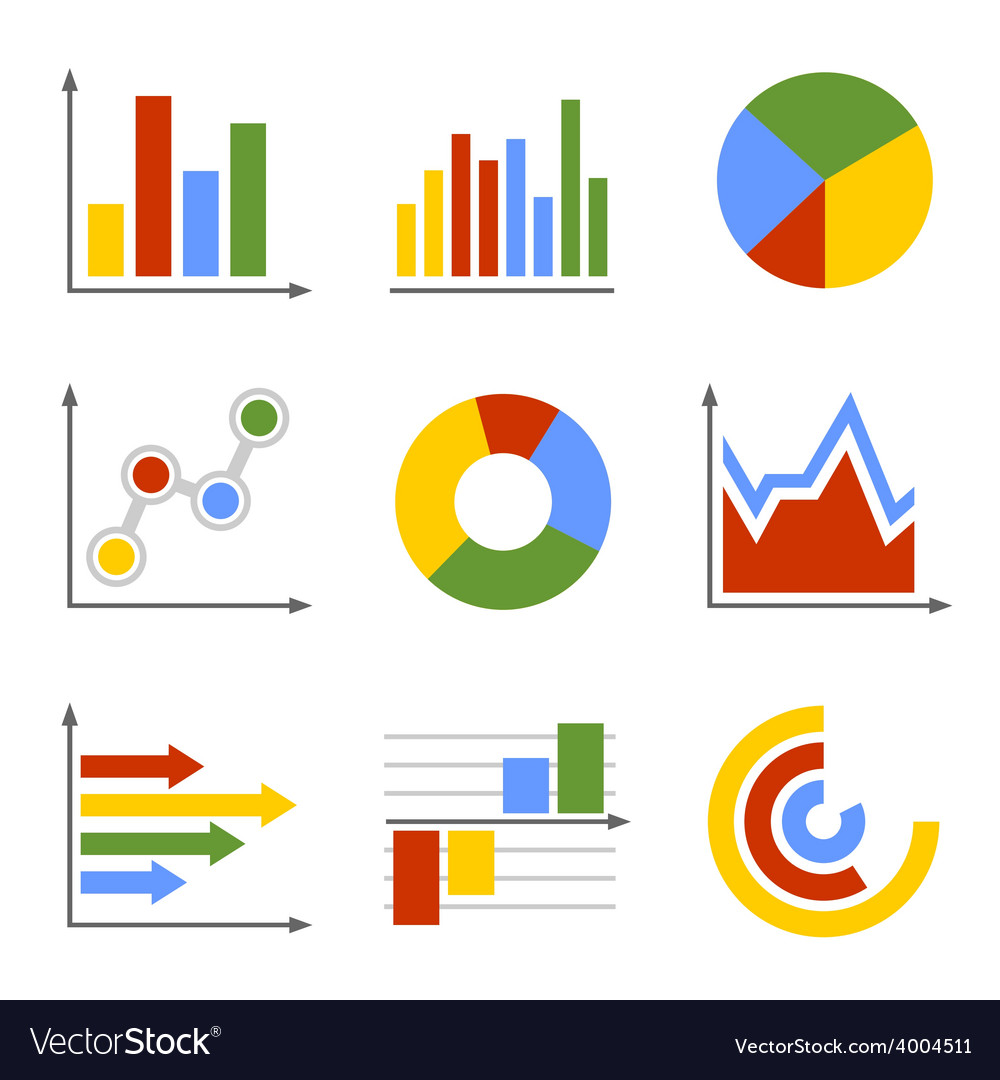 Color business graph and chart set