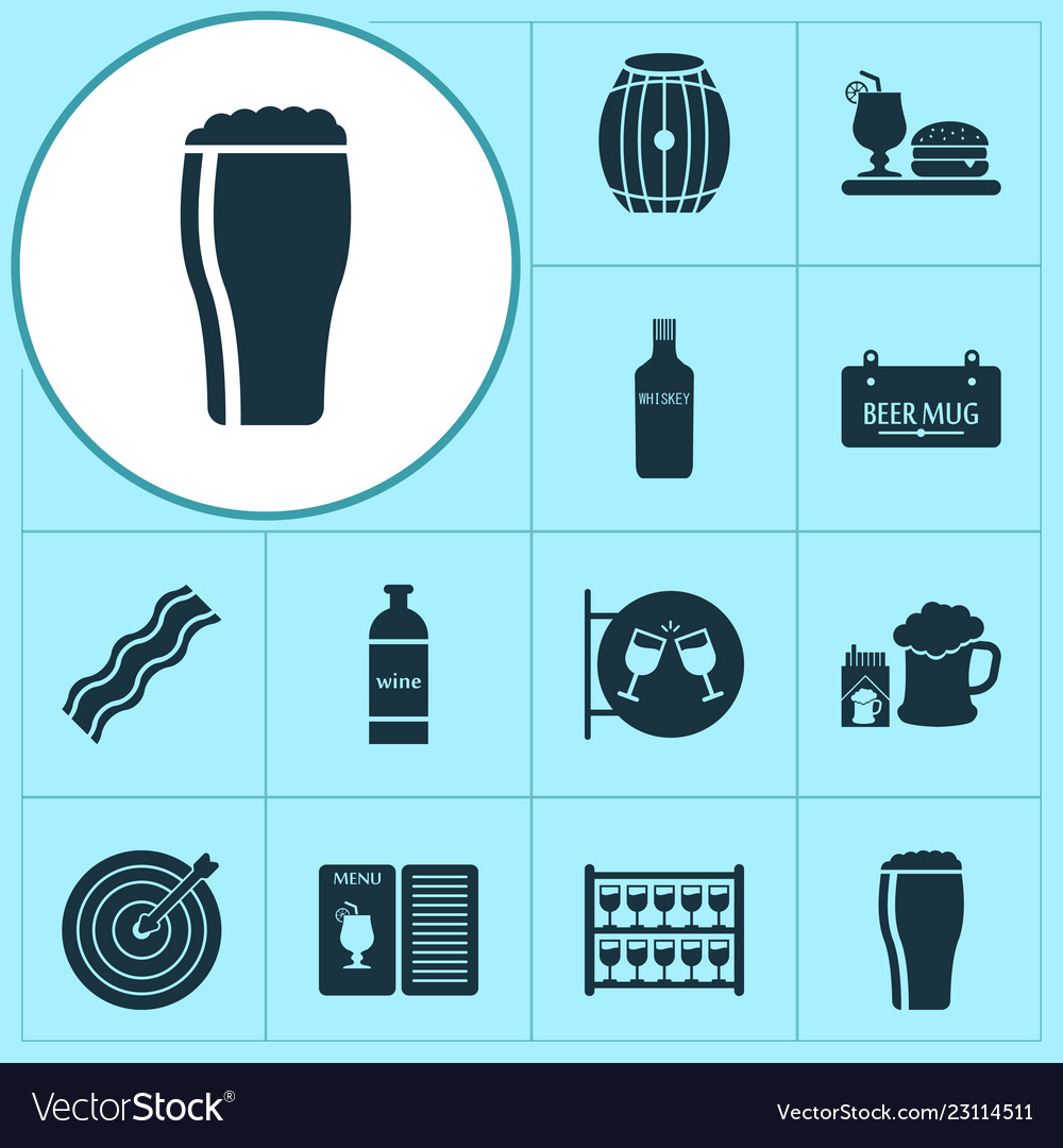 Drink icons set with menu beer