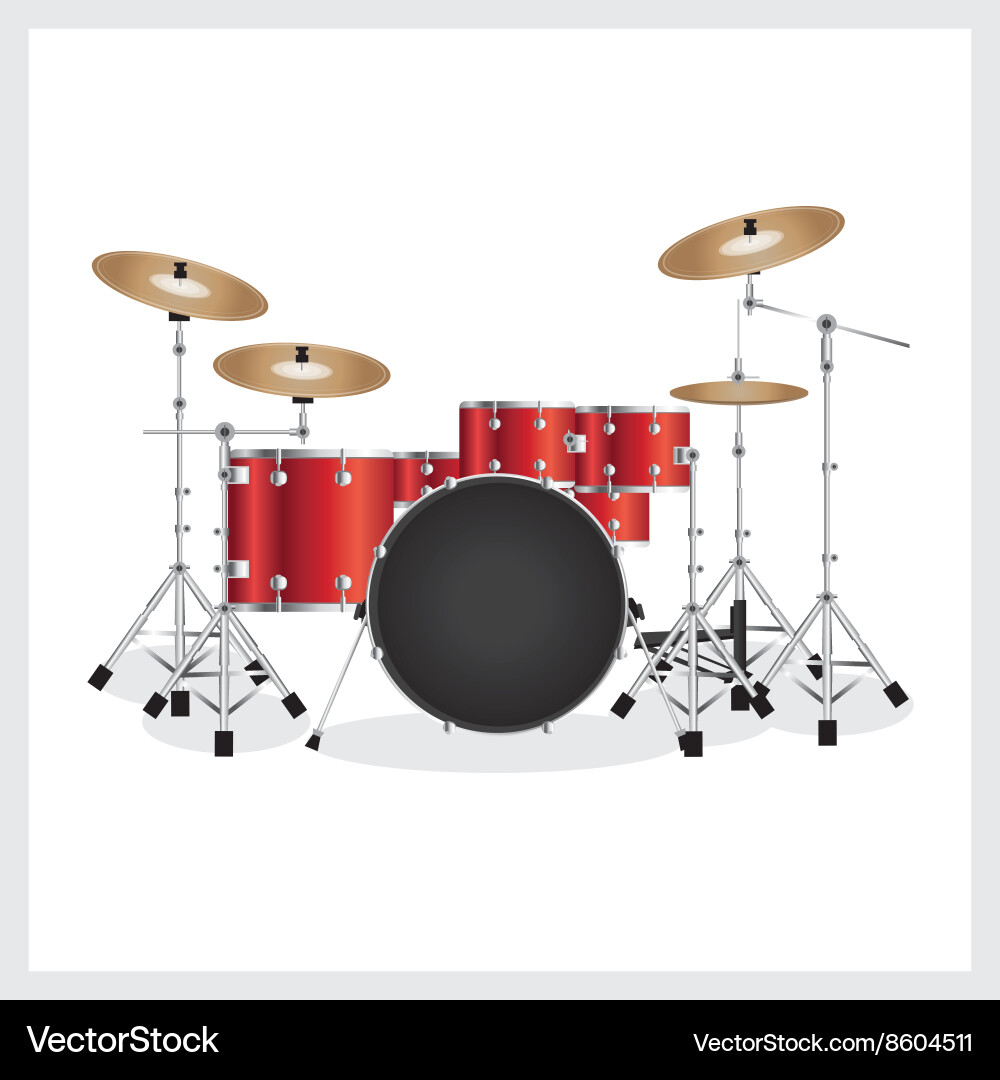 Drum set red Royalty Free Vector Image - VectorStock