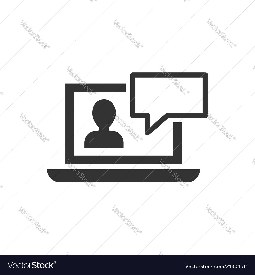 Online training process icon in flat style Vector Image
