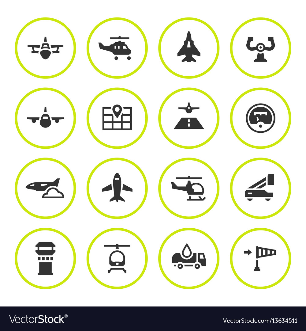 Set round icons of aviation vector image Set round icons of aviation