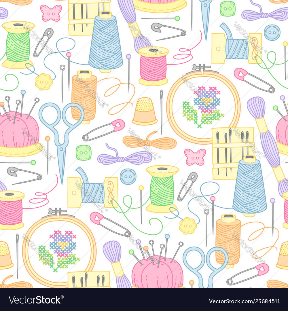 Vector Background With Sewing Patterns Stock Illustration