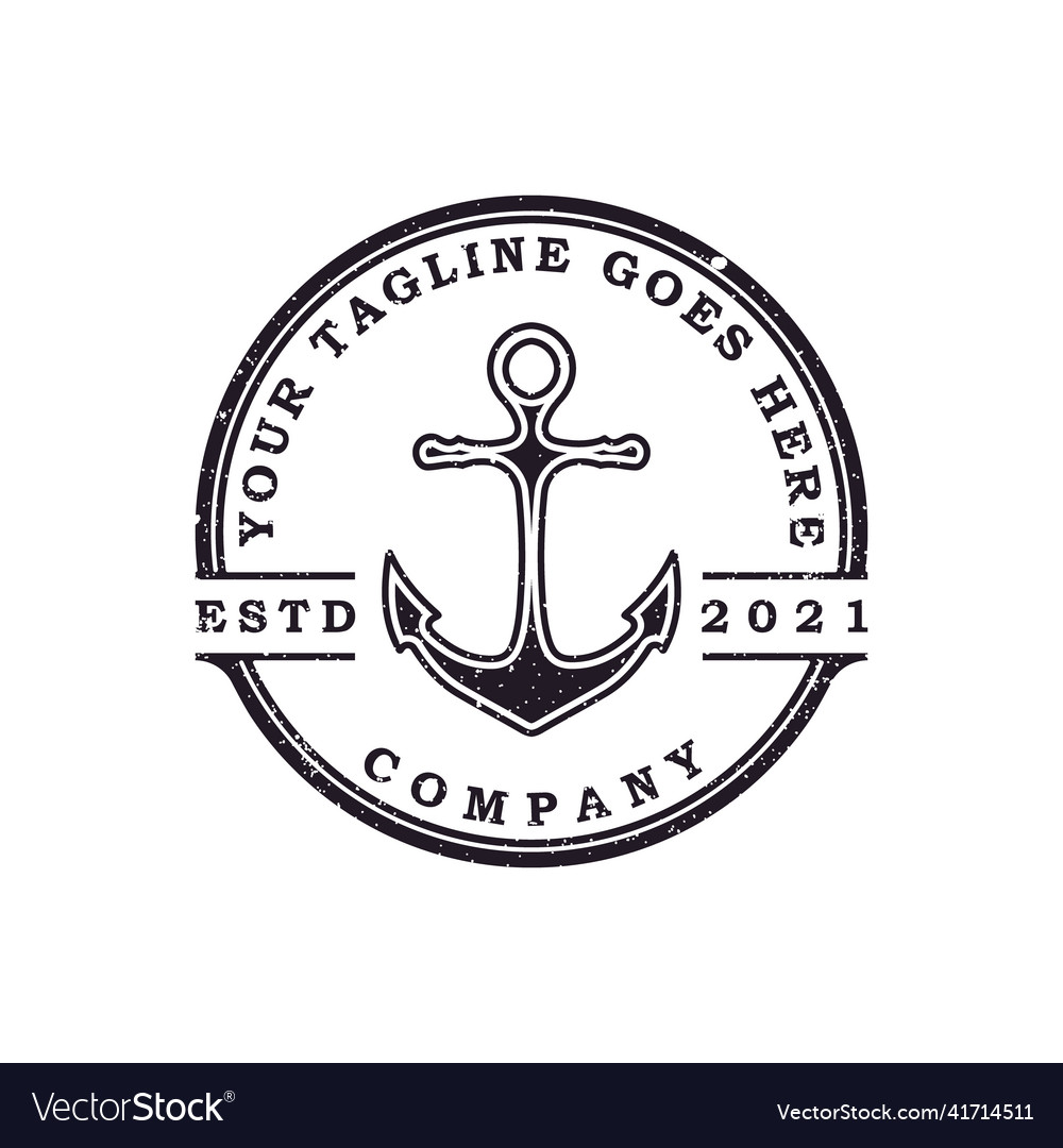 Simple mono line art anchor boat ship nautical Vector Image