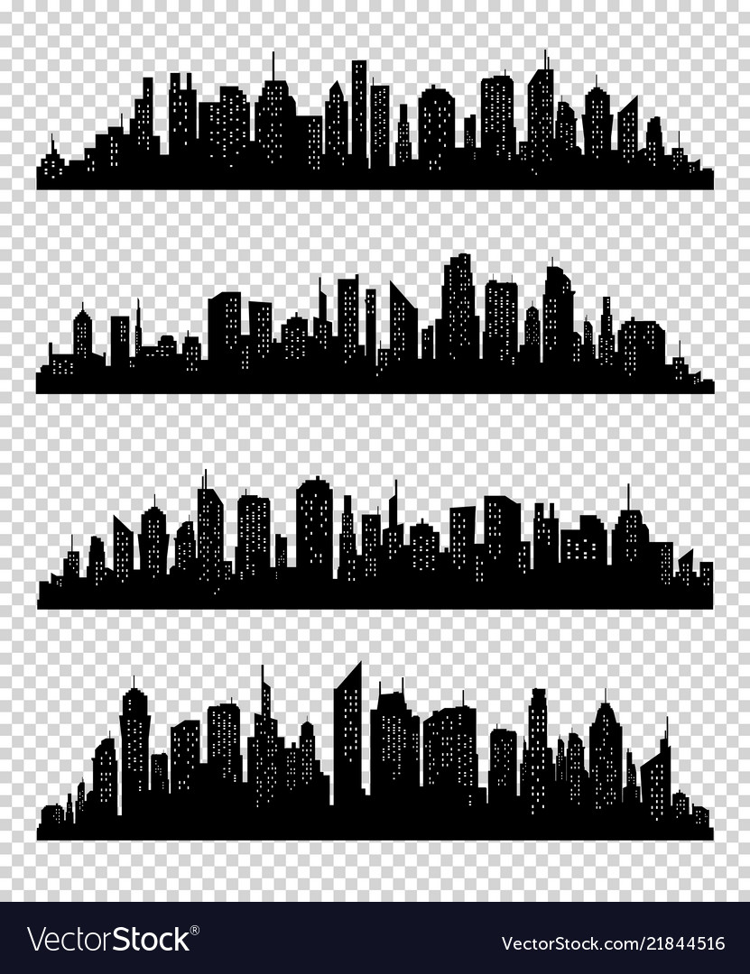 City silhouette collection with black color Vector Image