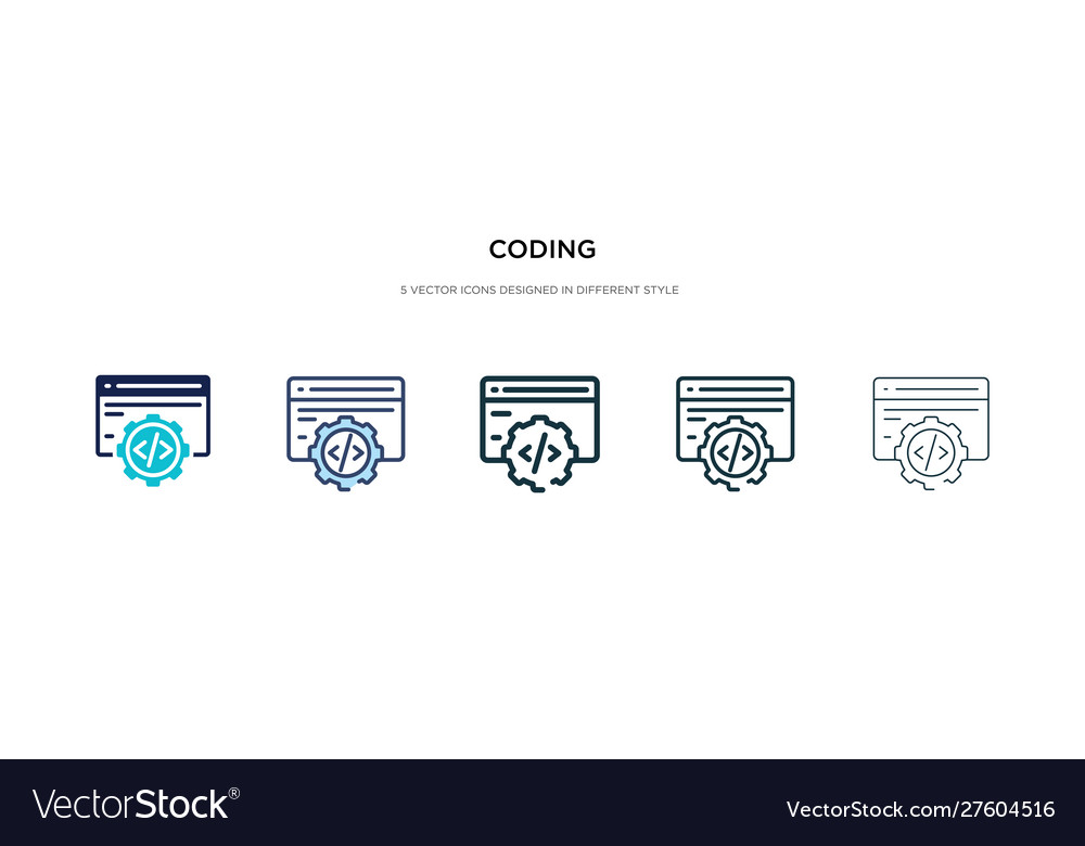 Coding icon in different style two colored