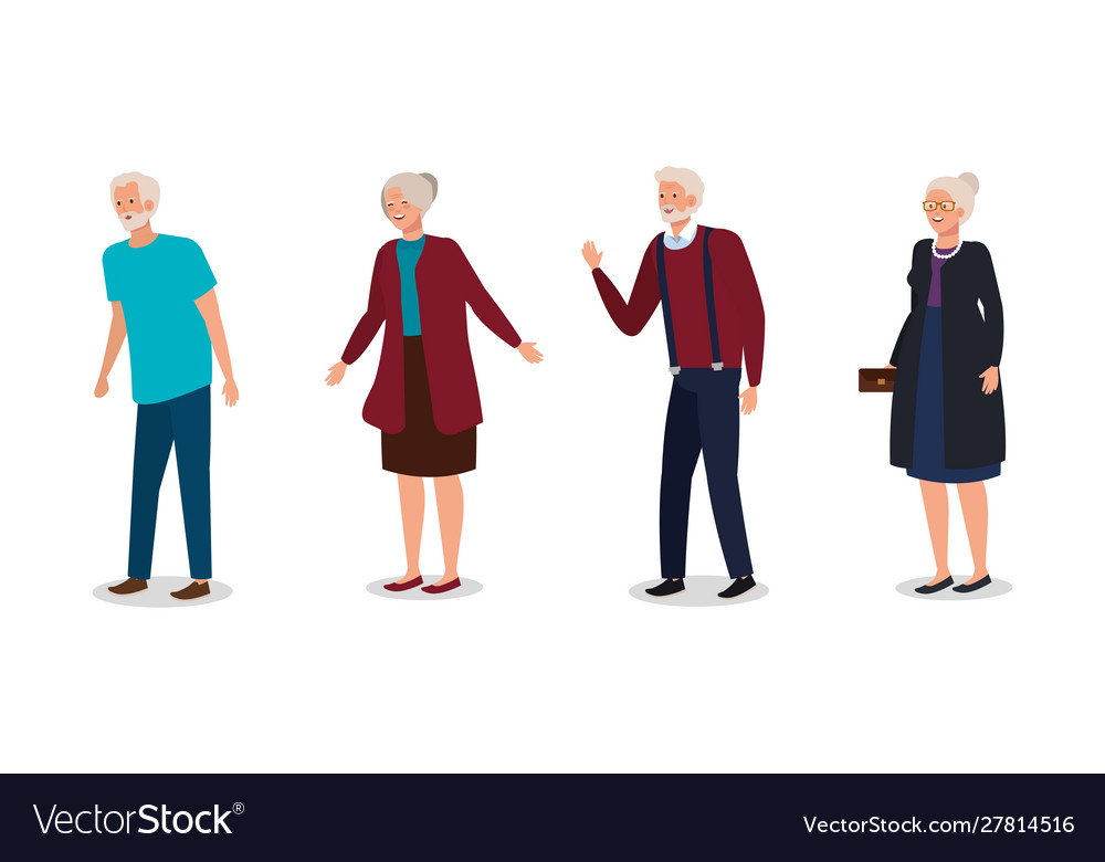 Group Old People Avatar Character Royalty Free Vector Image