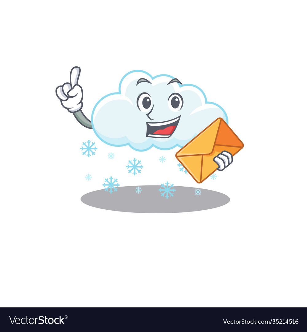 Happy snowy cloud mascot design concept