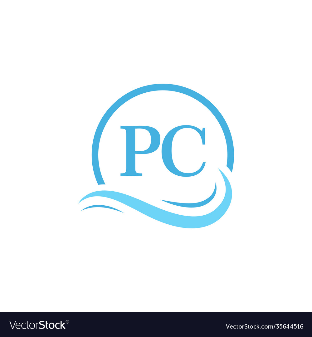 Pc lettering logo design in water wave modern