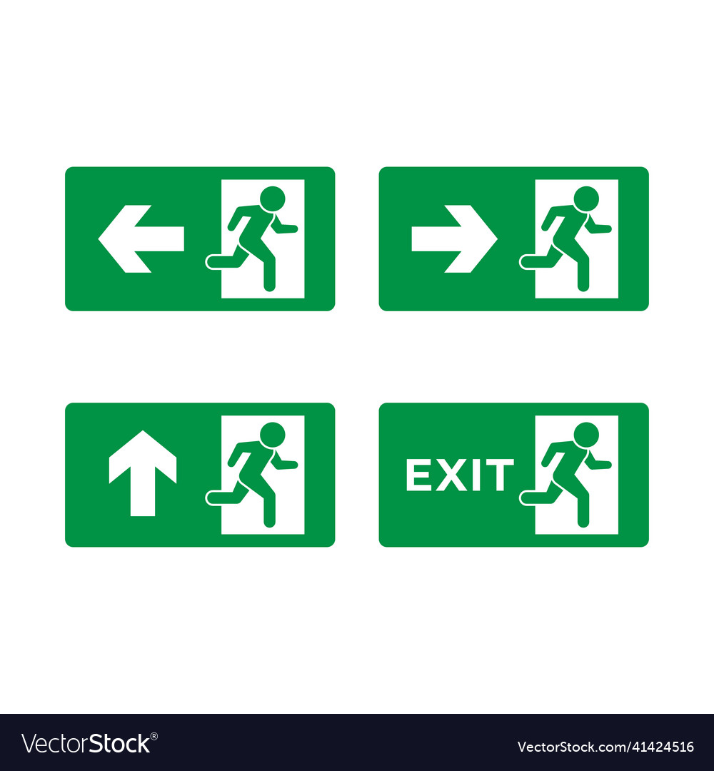 Set glyph icons of exit direction Royalty Free Vector Image