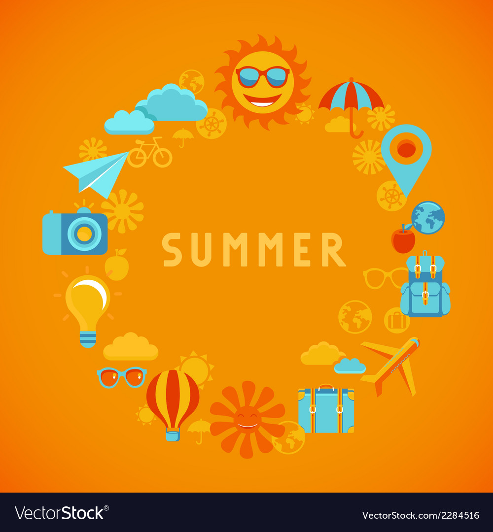 Summer poster in flat style Royalty Free Vector Image