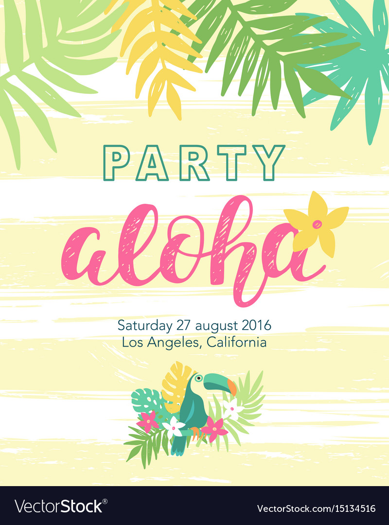 tropical beach party banner template royalty free vector
