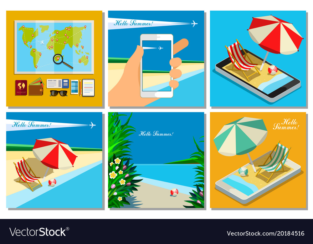Vacation with mobile phone concept