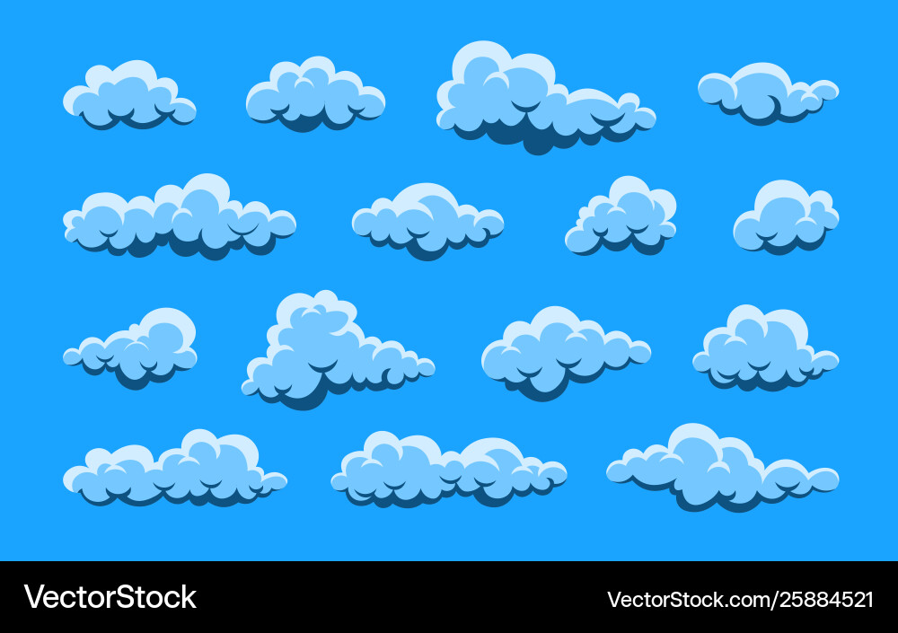 Cloud abstract white cloudy set isolated on blue Vector Image