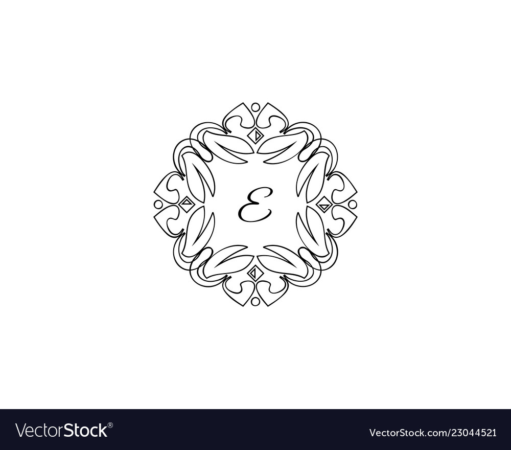 E letter logo monogram design elements line art