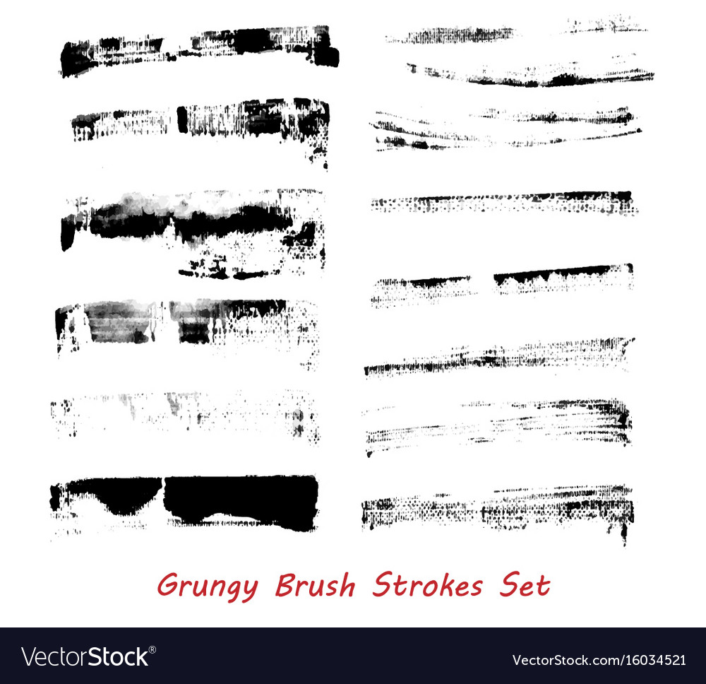 Grungy brush strokes set