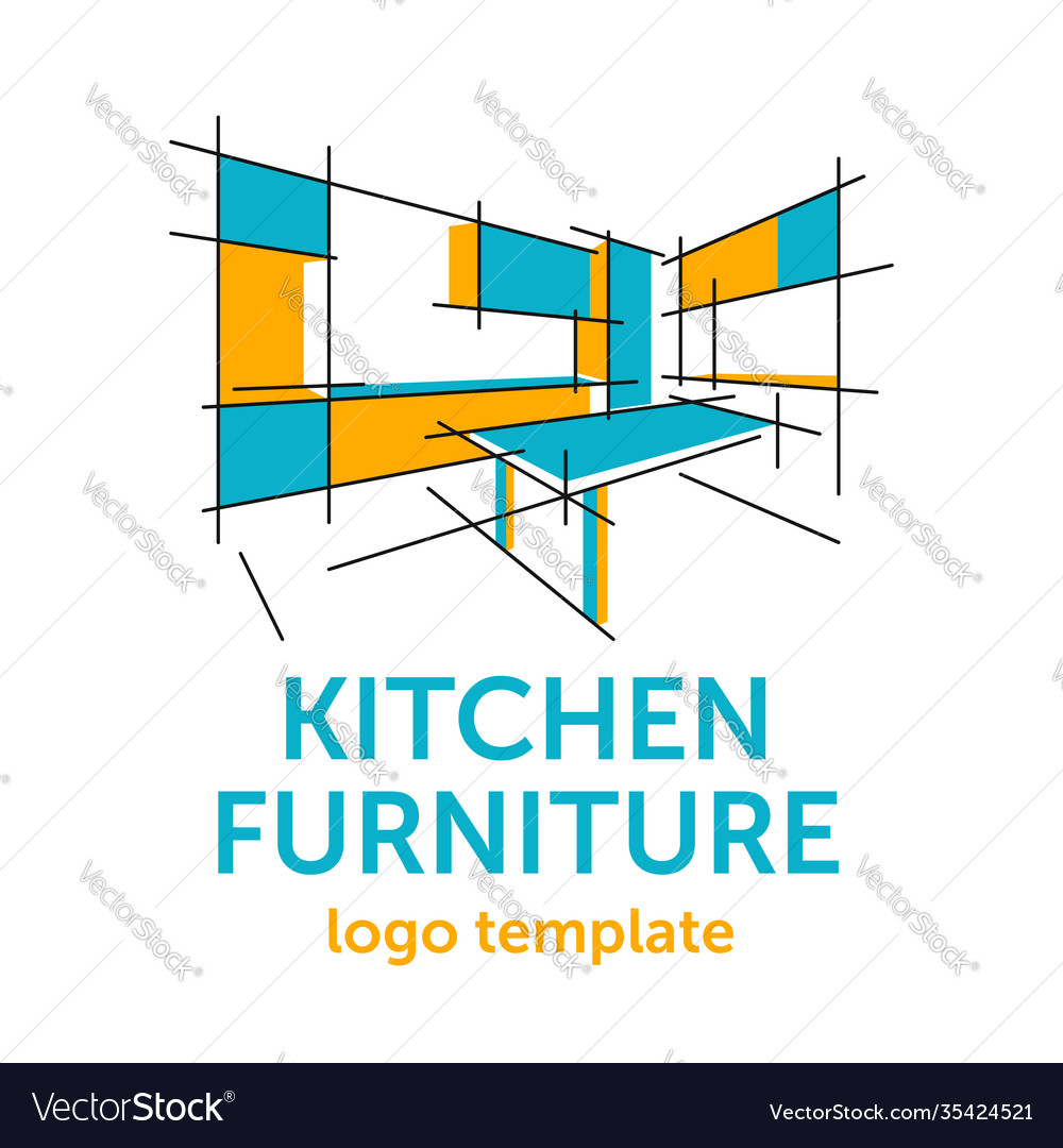 Kitchen cabinet wooden furniture logo template Vector Image