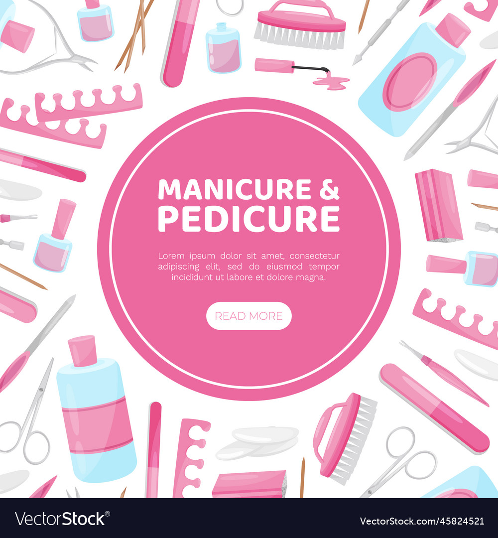 Manicure and pedicure banner design with nail